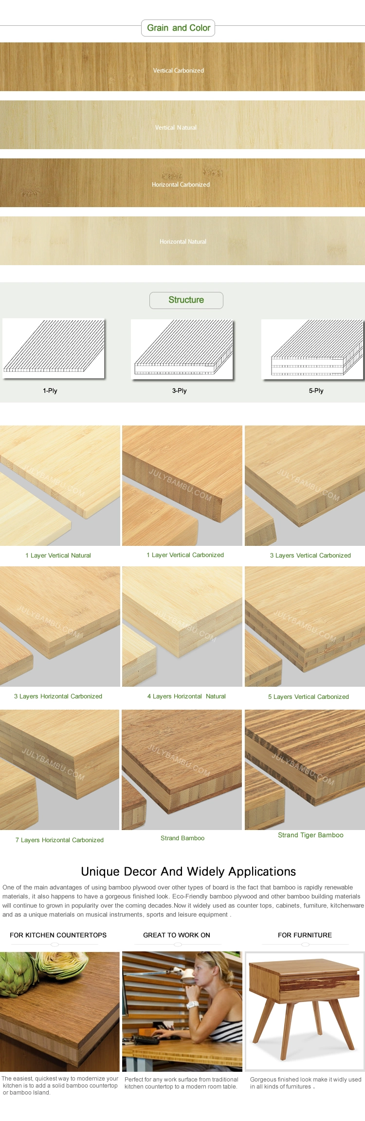 Bamboo Wood Manufacturer 3 Ply Bamboo Boards Kitchen Used Bamboo Plywood Sheets for Sale