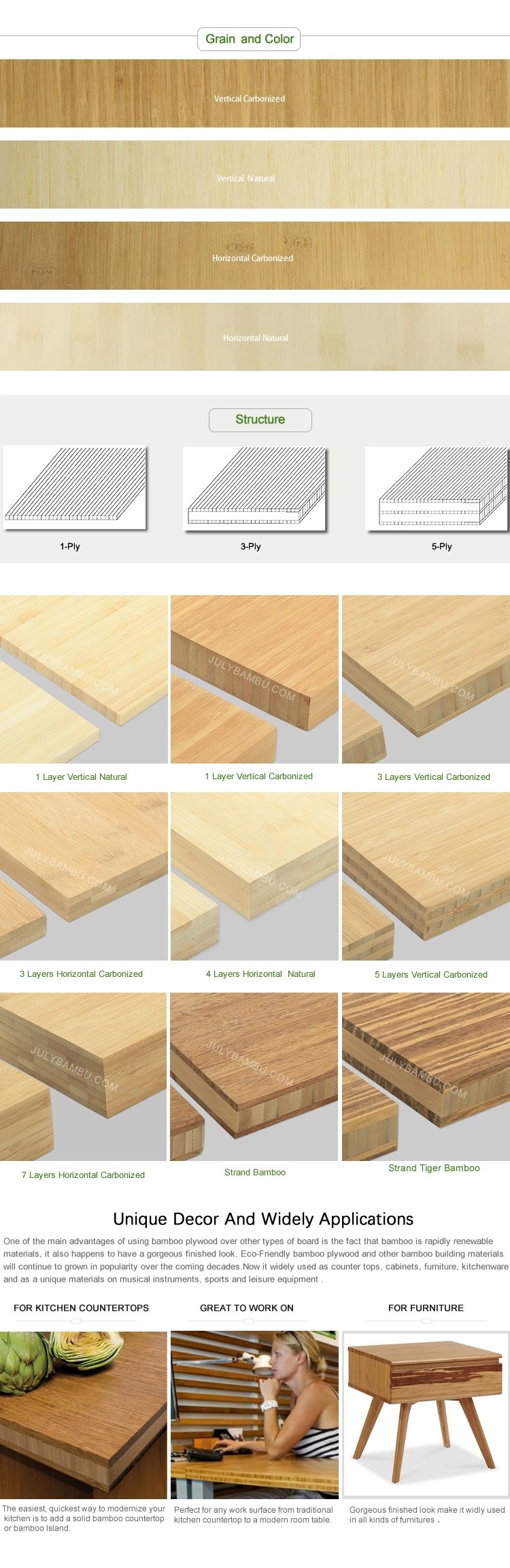 Wonderful Multilayer Carbonized Bamboo Plywood Panel for Worktops